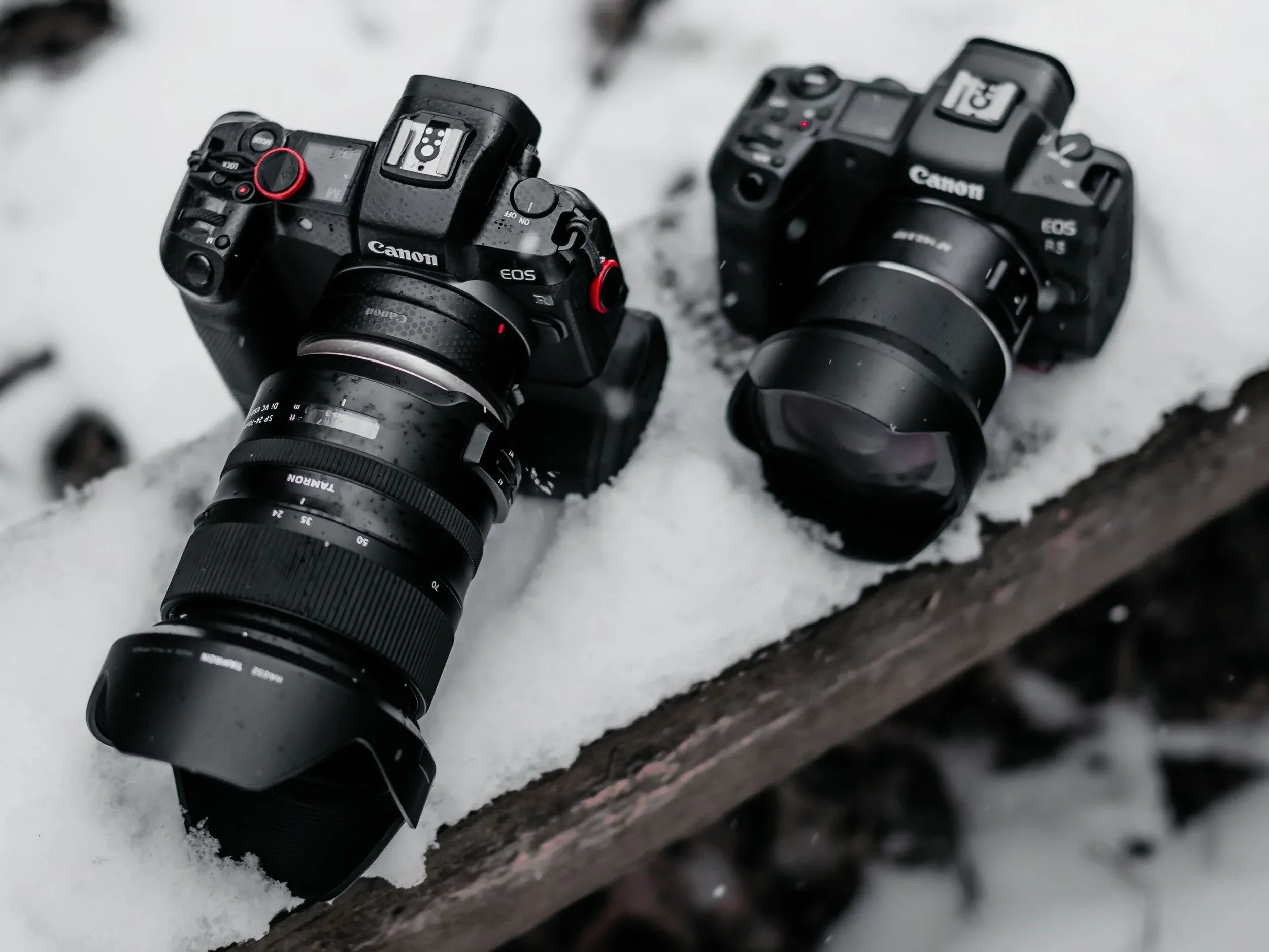 Two Canon EOS R cameras struggle to melt snow, a flaw in the product line that Canon fixed with the introduction of the Canon EOS R5.