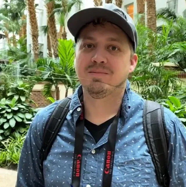 Steve caught in a string after walking through some WHCC streamer thing.